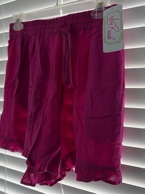 Hot Pink Elastic Waist Ruffle Shorts
